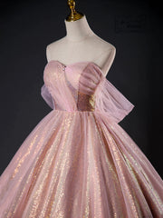Prom Dress Ideas Black Girl, Pink Tulle Sequins Long Prom Dress, Pink Tulle Long Formal Evening Gowns