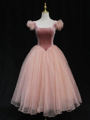 Fancy Outfit, Pink Tulle Short Prom Dress, Pink Tulle Puffy Homecoming Dress