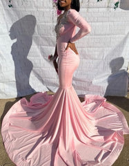 Spring Dress, Pink Unique Long Prom Dress Mermaid Party Dress