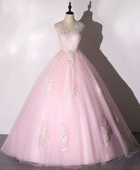 Formal Dresses Australia, Pink V Neck Tulle Lace Long Prom Dress Pink Tulle Formal Sweet 16 Dress