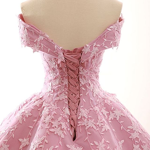 Formal Dresses For Winter Wedding, Ball Gown Pink Quinceanera Dresses Sweet 16 Dresses Lace Up
