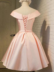 Prom Dresses 2034, A-Line Princess V-neck Sleeveless Sash Satin Short Homecoming Dresses