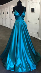 Festival Outfit, Pretty Royal Blue A-line Spaghetti Straps Prom Dresses, Evening Dresses