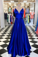 Homecomming Dresses Floral, Pretty Royal Blue A-line Spaghetti Straps Prom Dresses, Evening Dresses