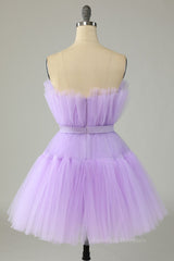 Bridesmaids Dress Colors, Princess Lavender A-line Short Party Dress with Ribbon