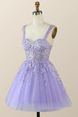2063 Prom Dress, Princess Lavender Embroidered Short Princess Dress
