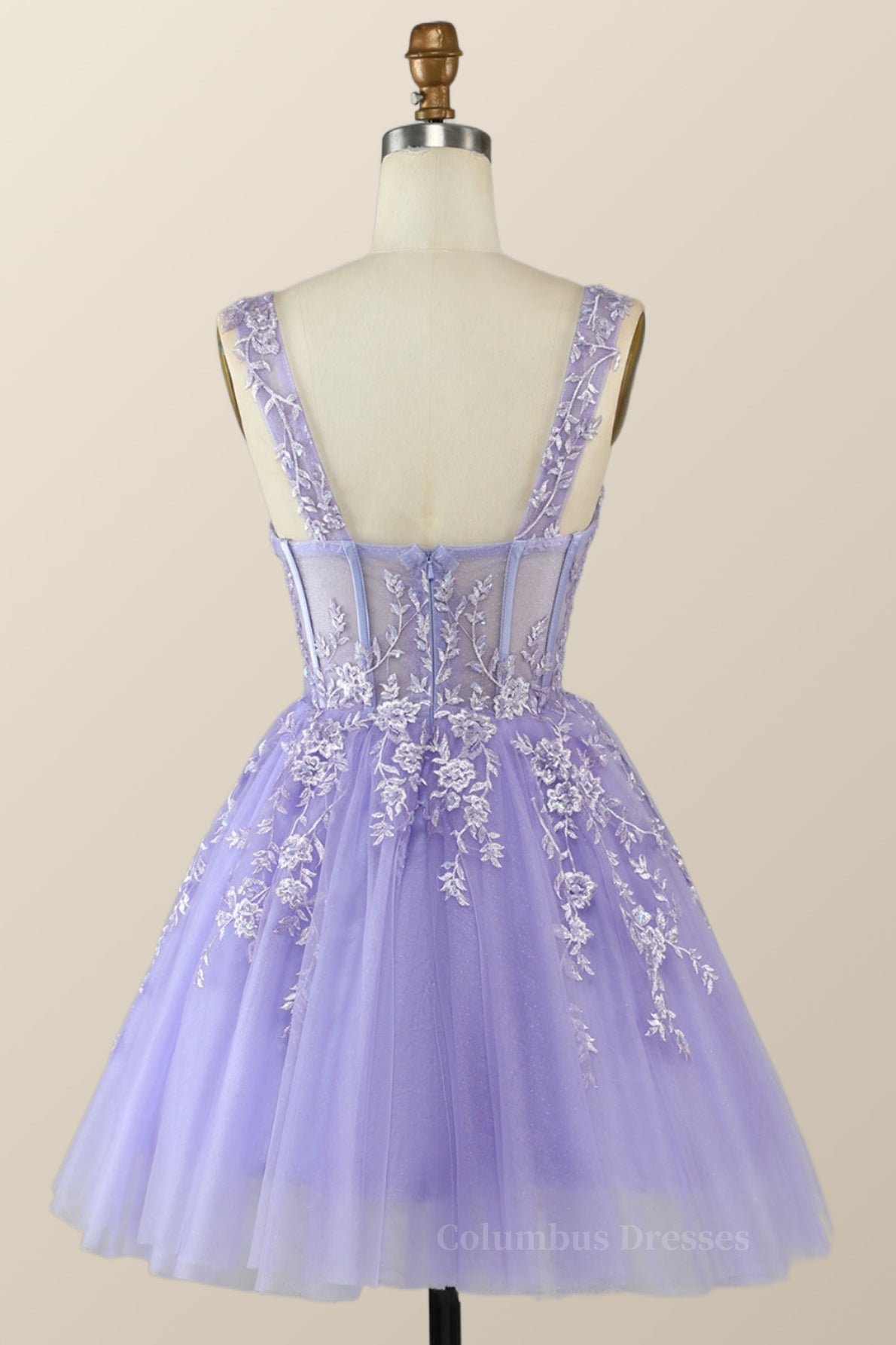 Evening Dress, Princess Lavender Embroidered Short Princess Dress