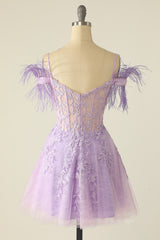 Prom Dress 2057, Princess Lavender Lace Short A-line Homecoming Dress