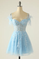 Prom Dress Idea, Princess Lavender Lace Short A-line Homecoming Dress