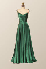 Prom Dresses Sage Green, Princess Red A-line Long Dress with Tie Shoulders