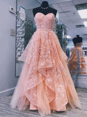 Prom Dresses Brand, Princess Sweet 16 Dress Sweetheart Neck Tulle Long Prom Dress
