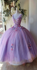 Bridesmaid Dresses On Sale, Princess Tulle Long Prom Dress with Flower,Ball Gowns Quinceanera Dresses