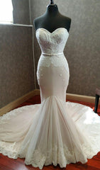 Wedding Dress Inspired, Mermaid Sweetheart Lace Long Train 2024 Wedding Dresses