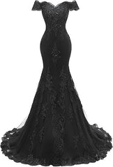 Black Prom Dresses, Off The Shoulder Long Evening Dresses Pageant Gown