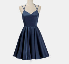 Formal Dresses Midi, Lovely Short Straps Halter Navy Blue Summer Women in Stock Homecoming Dresses