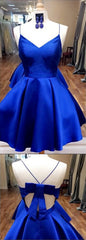 Bridesmaids Dresses Chiffon, Royal Blue Short Cute Fashion Homecoming Dresses