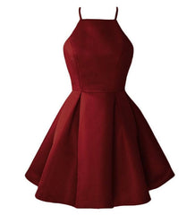 Formal Dresses Royal Blue, Burgundy Cute Short Halter Satin Short 2024 Wine Red for Sale Prom Dresses