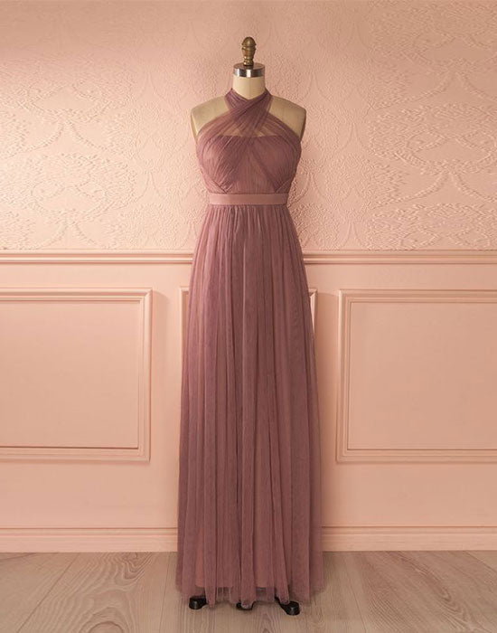 Homecomming Dresses Vintage, Cute Tulle A Line Long Prom Dress, Bridesmaid Dress