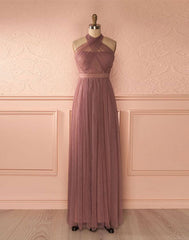 Homecomming Dresses Vintage, Cute Tulle A Line Long Prom Dress, Bridesmaid Dress