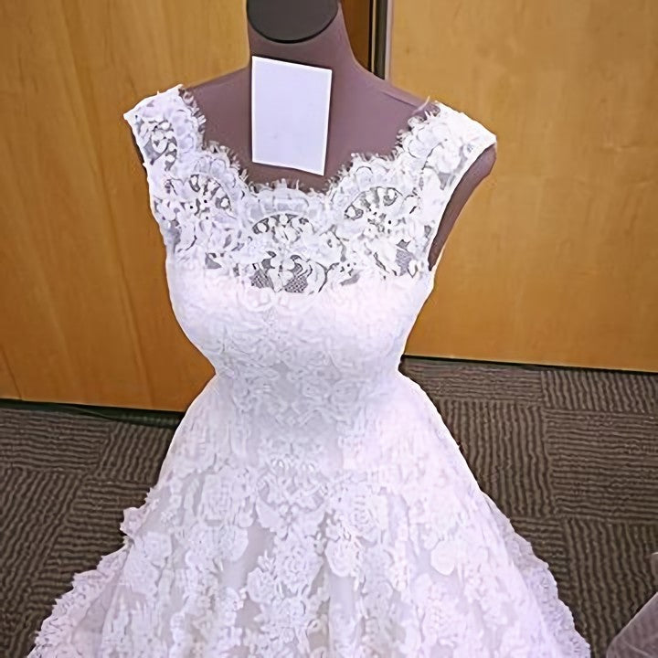 Wedding Dress Modern, Vintage Cap Sleeves Open Back Lace 2024 White Wedding Dresses