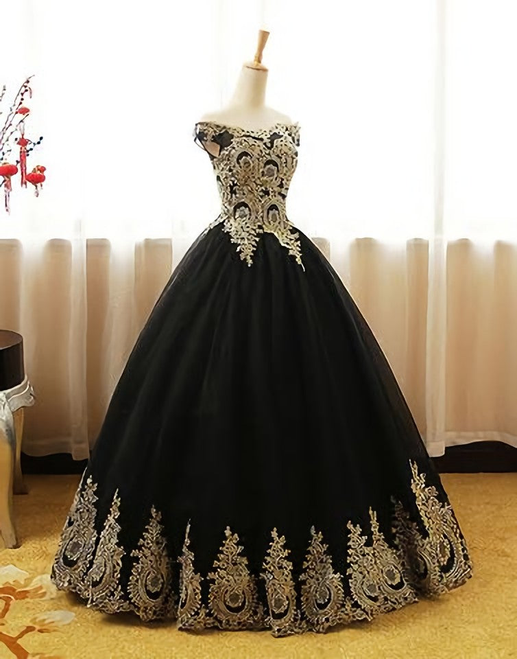 Bridesmaid Dresses Blue, Black Appliques Long Black Prom Dresses