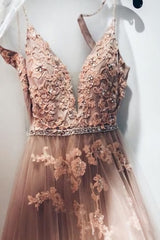 Bridesmaid Dress Inspiration, Lace Appliques Floor Length Tulle Prom Dresses