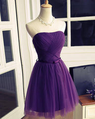 Formal Dresses Wedding Guest, Lovely Dark Purple Tulle 2024 Short Homecoming Dresses