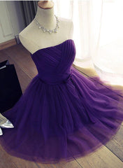 Formal Dresses For Large Ladies, Lovely Dark Purple Tulle 2024 Short Homecoming Dresses