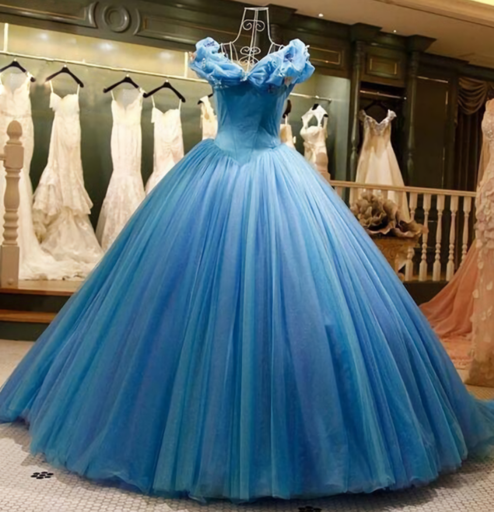 Party Dress For Cocktail, Off The Shoulder Tulle Sweep Train Ball Gown