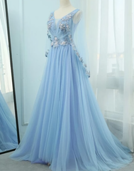 Party Dress Dress Up, Beautiful Tulle Light Blue Floor Length Prom Dress, New Party Dress
