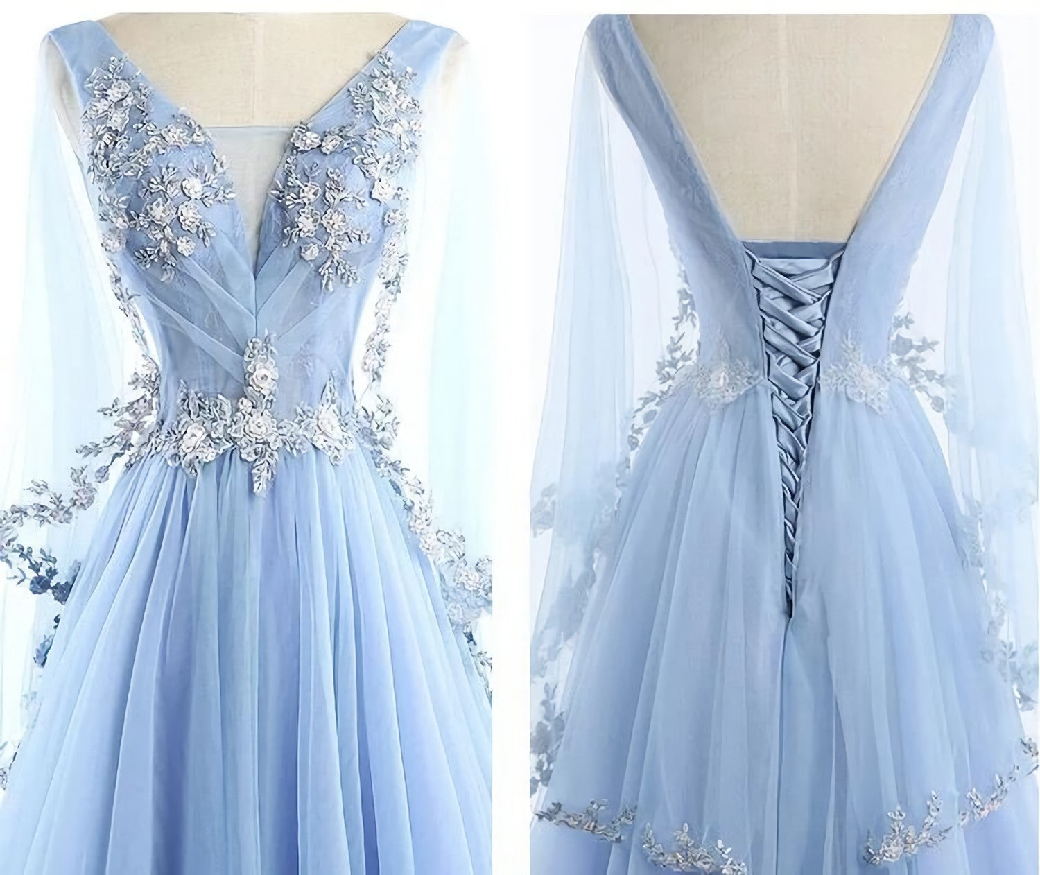 Party Dresses Stores, Beautiful Tulle Light Blue Floor Length Prom Dress, New Party Dress