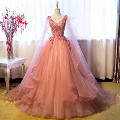 Party Dresses For Teenage Girls, Tulle Sweet 16 With Lace Applique Long Party Dresses