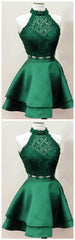 Party Dresses Styles, Homecoming Dresses, Emerald Homecoming Dresses, Two Piece Homecoming Dress
