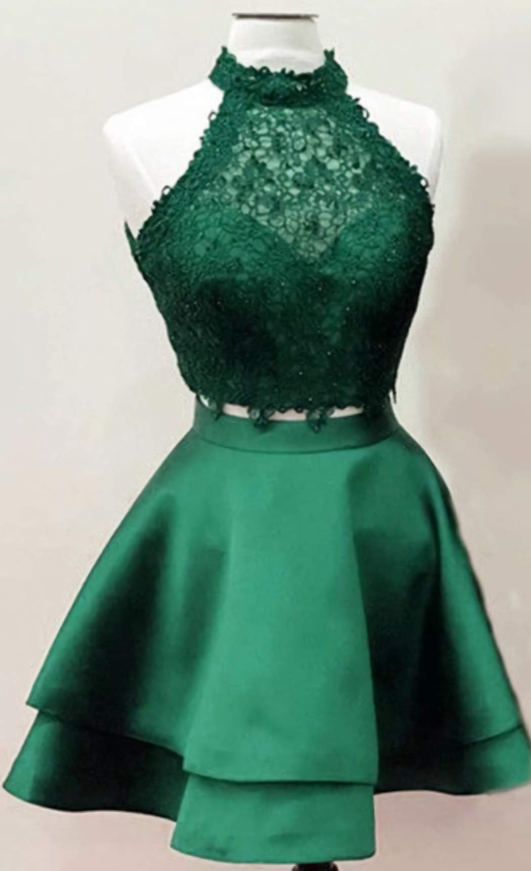 Party Dress Hair Style, Homecoming Dresses, Emerald Homecoming Dresses, Two Piece Homecoming Dress