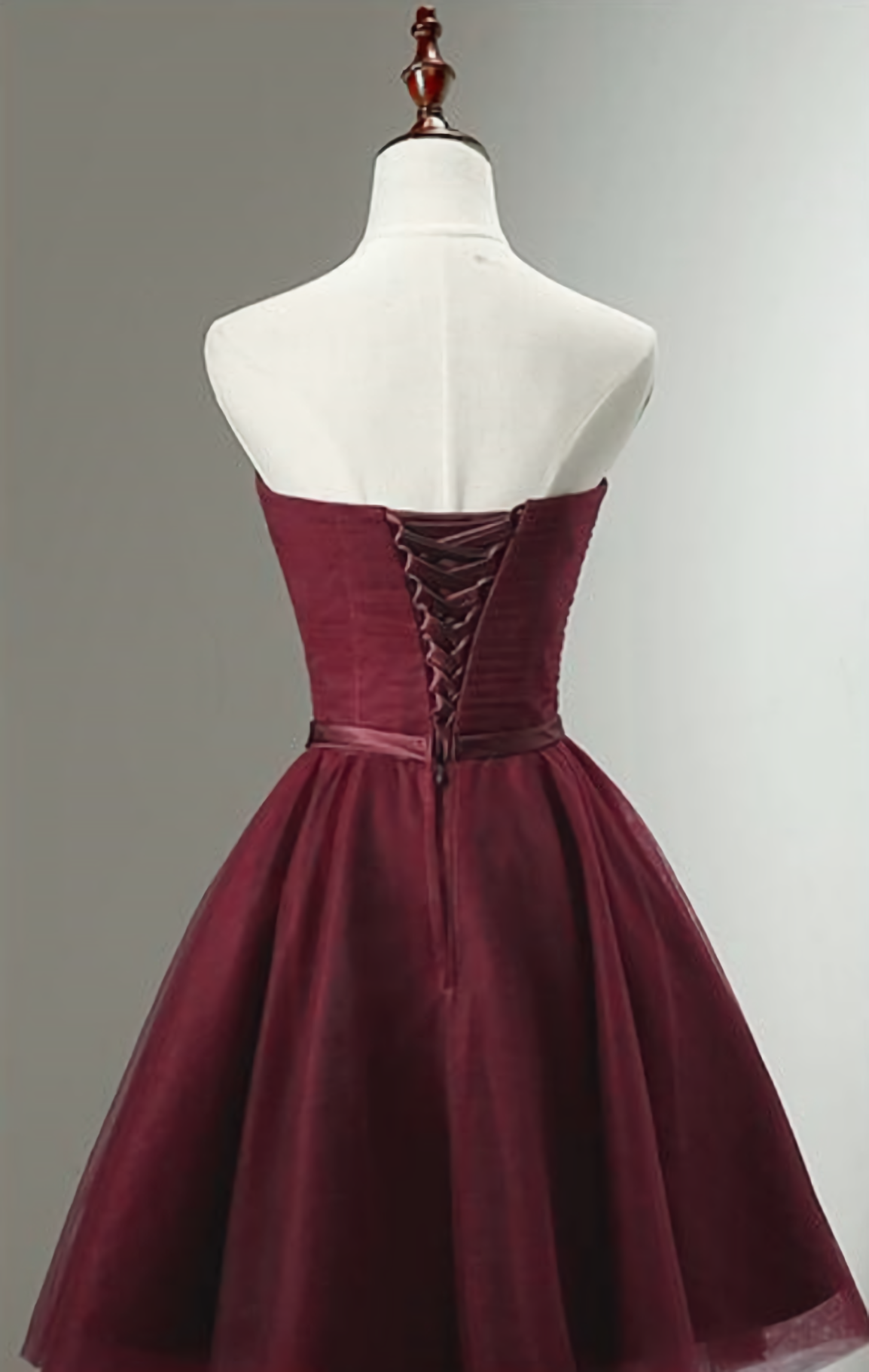 Party Dress Dress, Beautiful Burgundy Knee Length Lace Up Tulle Party Dress, Homecoming Dress, Short Prom Dress