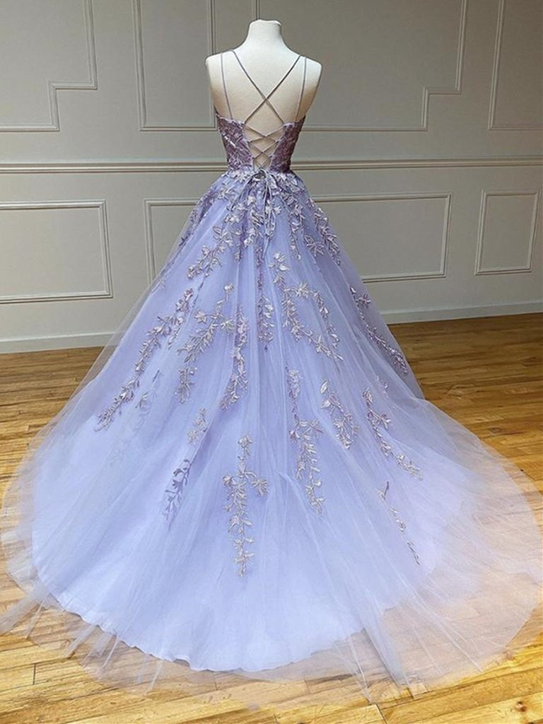 Bridesmaid Dresses Color Palettes, Long Backless Lavender Lace Prom Dresses