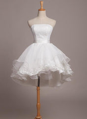 Formal Dresses For 25 Year Olds, White Lace and Organza Short Short Teen Prom Dresses