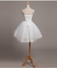 Formal Dress Attire For Wedding, White Lace and Organza Short Short Teen Prom Dresses