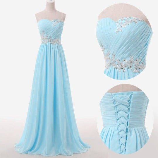 Homecoming Dress With Tulle, Light Blue Prom Dresses, Sweetheart Evening Gowns Modest Formal Dresses, Beaded Prom Dresses, 2024 Fashion Evening Gown Corset Evening Dress