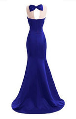 Open Back Prom Dress, sparkly crystal prom dresses mermaid backless sleeveless long royal blue prom dresses