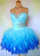 Homecoming Dresses Cute, Blue Homecoming Dress, Lace Homecoming Gown Tulle Homecoming Gowns Ball Gown Party Dress, Short Prom Dresses, Lace Formal Dress, For Teens