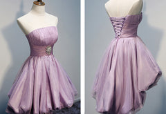 Bridesmaid Dress Uk, Gorgeous Strapless High Low Beaded Pretty Handmade For Teens Homecoming Dresses