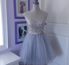 Party Dress For Baby, Sweeetheart Tulle Beaded Short Sweet 16 Homecoming Dresses