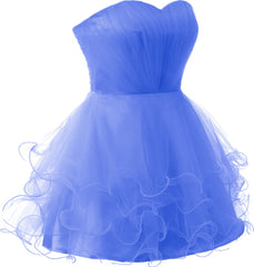 Formal Wedding Guest Dress, Short Sweet 16 Blue Tulle Fitted Homecoming Dresses