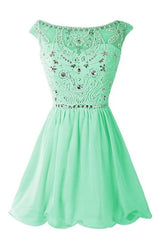 Bridesmaid Dresses Uk, Green Chiffon Handmade Girly For Teens Homecoming Dresses