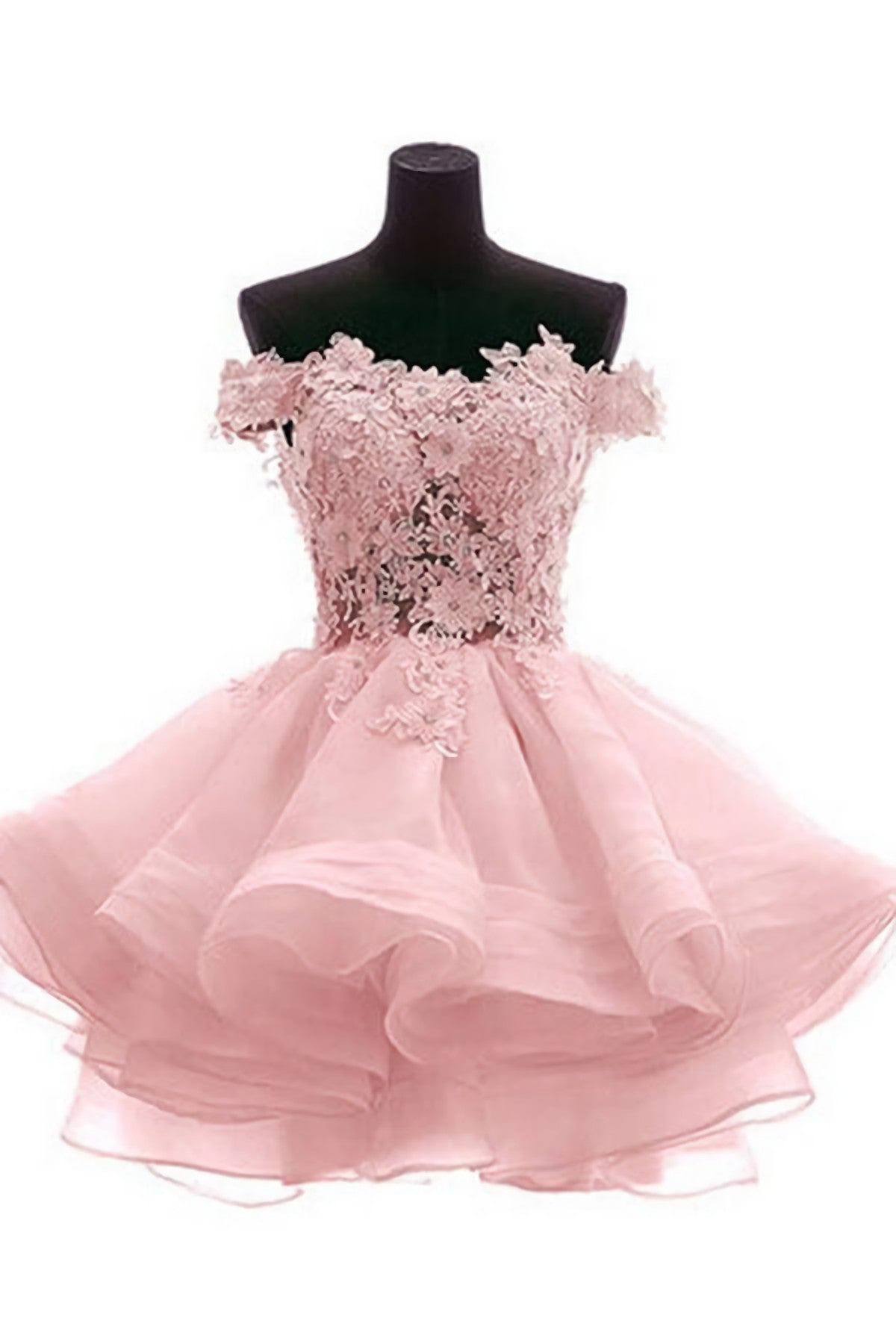 Bridesmaid Dresses Gold, Cute Off Shoulder Pink Elegant 2024 Homecoming Dresses