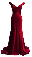 Red Formal Dress, red mermaid off shoulder navy blue prom dresses mermaid satin backless charming formal evening gowns 2024 party dress