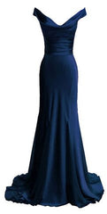 Vacation Dress, red mermaid off shoulder navy blue prom dresses mermaid satin backless charming formal evening gowns 2024 party dress