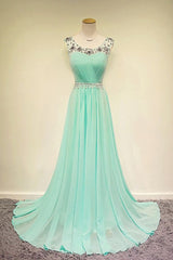 Bridesmaids Dress Blue, Simple Chiffon Long Cheap Modest For Teens Elegant Prom Dresses