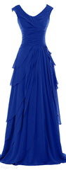 Party Dresses Long Sleeved, Royal Blue Bodice Maxi Fashion 2024 New Evening Dresses